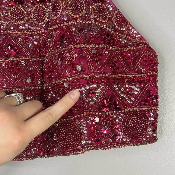 Sherri Hill Two-Piece Ruby Beaded Bodice & Organza Skirt - Size 0 - EUC - Picture 6 of 16